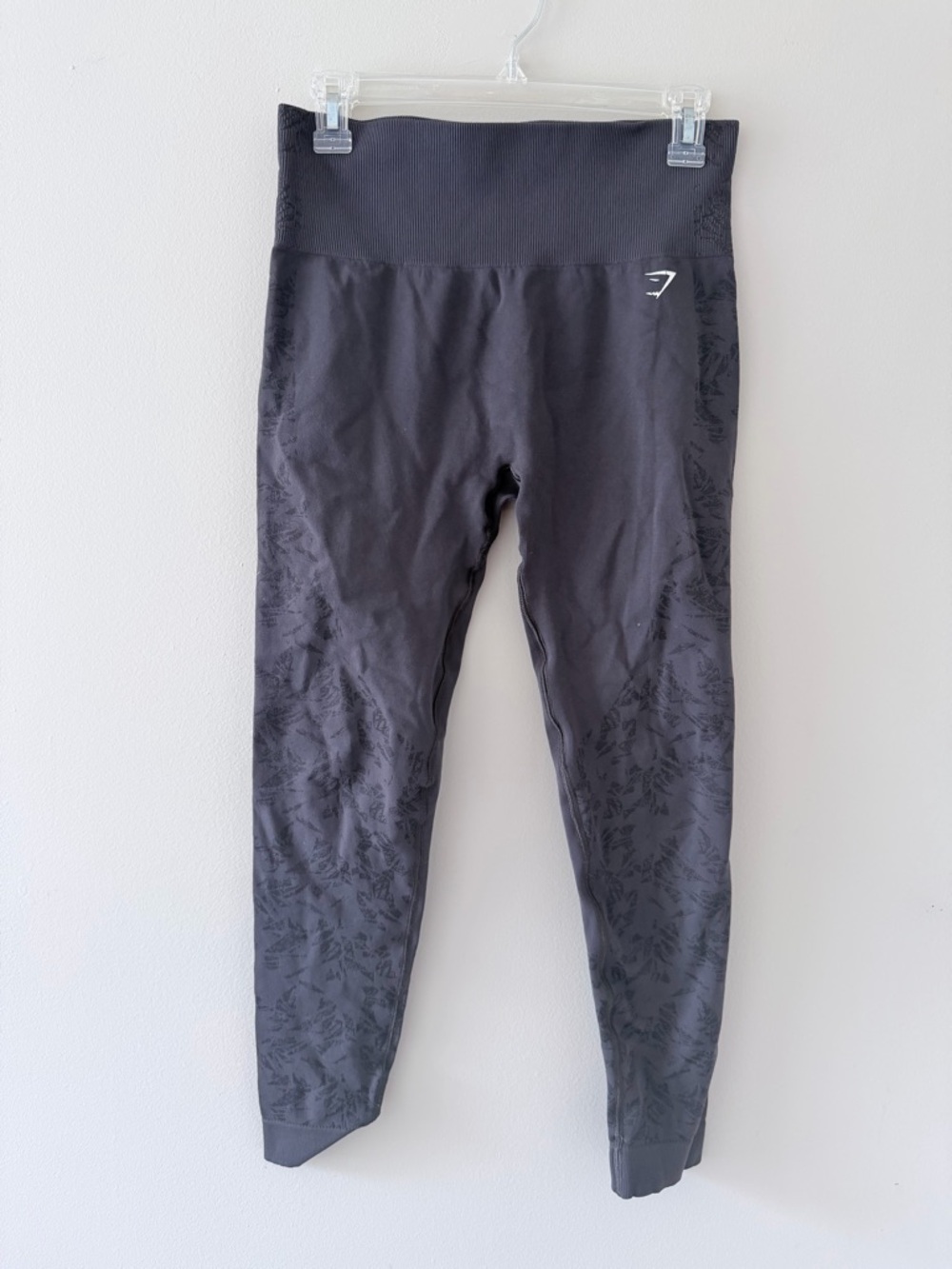 Gymshark Black High-Waist Seamless Leggings with Subtle Print